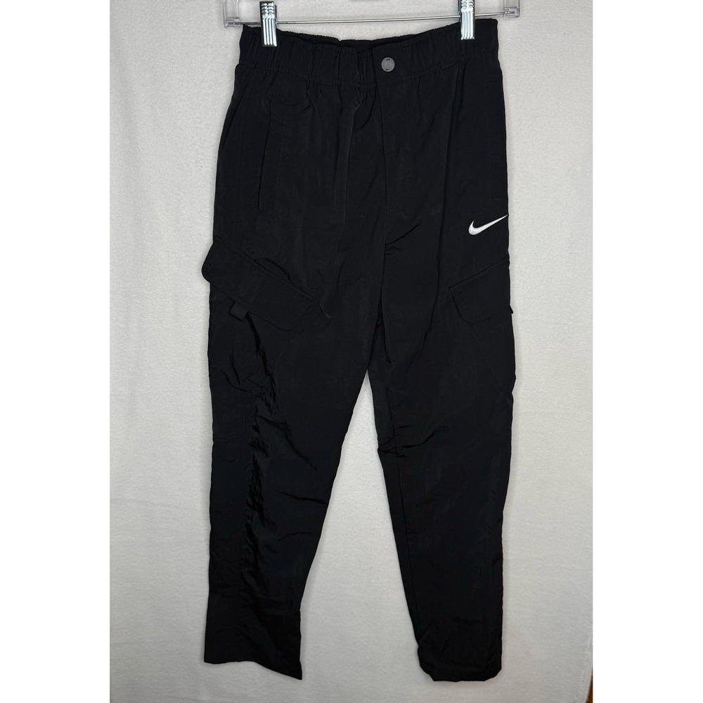 Nike Outdoor Play Woven Cargo Pants Black Kids Large Nylon Utility Swoosh EUC